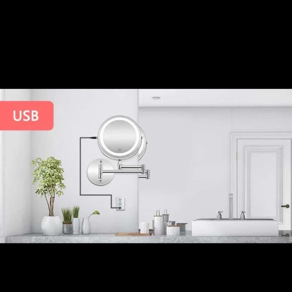 NEW Open Box 5X Folding Makeup Mirror 7”in Magnifying LED Lighted Vanity Mirror